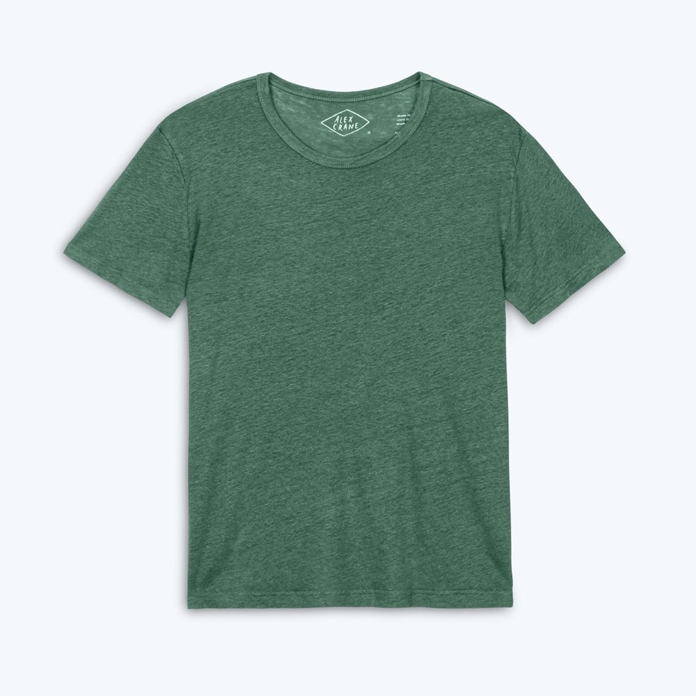Alex Crane Luxury French Linen Organic Sun Tee in Pine